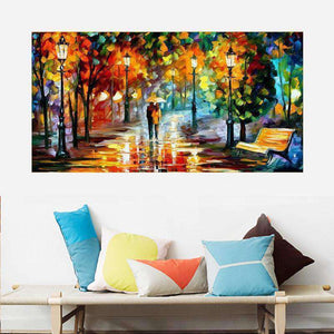 Paar im Herbstpark - Diamond Painting Landschaftsmotiv