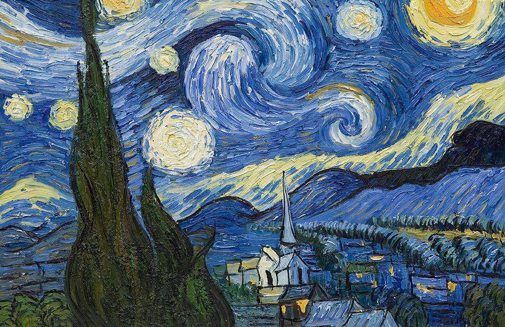 Sternennacht Kunstmotiv - Diamond Painting mit wirbelndem Nachthimmel