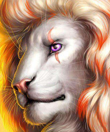 Weißer Fantasy-Löwe - Diamond Painting Portrait