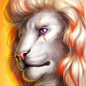 Weißer Fantasy-Löwe - Diamond Painting Portrait