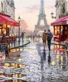 Pariser Straße mit Eiffelturm - Diamond Painting Motiv