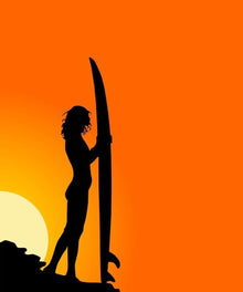 Surfen bei Sonnenuntergang - Diamond Painting mit Surfer-Silhouette
