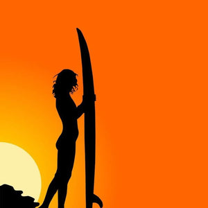 Surfen bei Sonnenuntergang - Diamond Painting mit Surfer-Silhouette