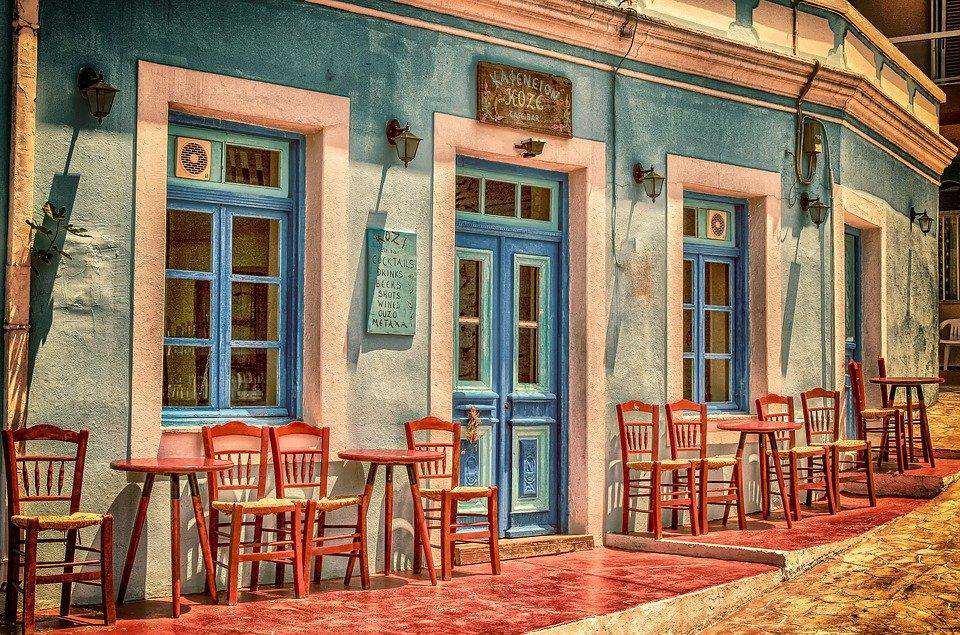 Terrasse in Griechenland - Diamond Painting mit Taverne