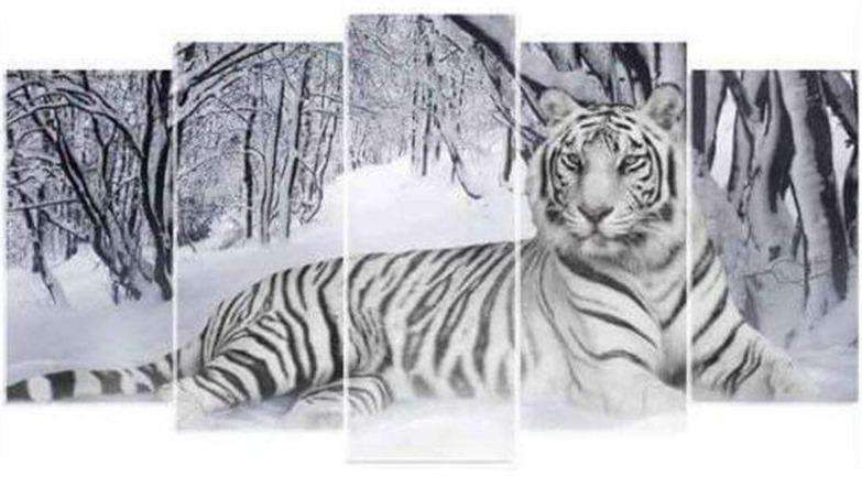 Tiger Pentaptychon Diamond Painting