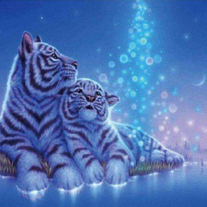 Weiße Tiger mit Jungtier Diamond Painting