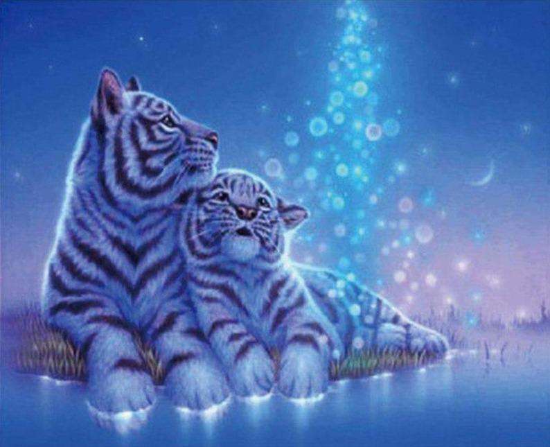 Weiße Tiger mit Jungtier Diamond Painting