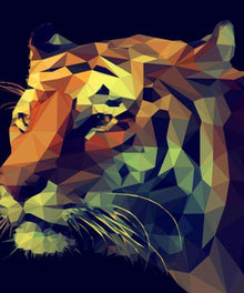 Bunter Tiger im Polygon-Stil - Diamond Painting Motiv
