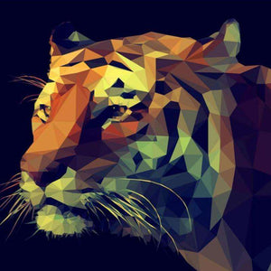 Bunter Tiger im Polygon-Stil - Diamond Painting Motiv