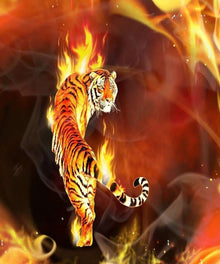 Tiger und Feuer - Diamond Painting mit Flammen