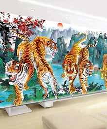 Tiger im Gebirge Großformat - Diamond Painting mit mehreren Tigern