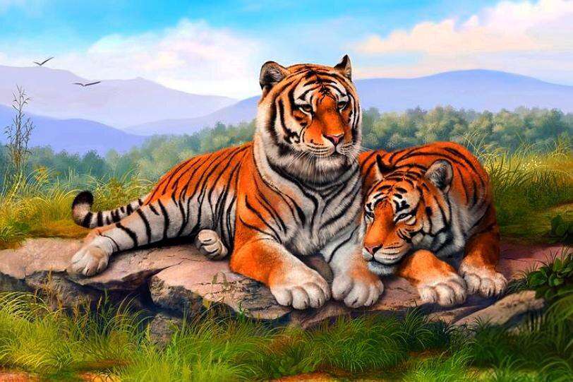 Tiger ruhen sich aus - Diamond Painting Motiv