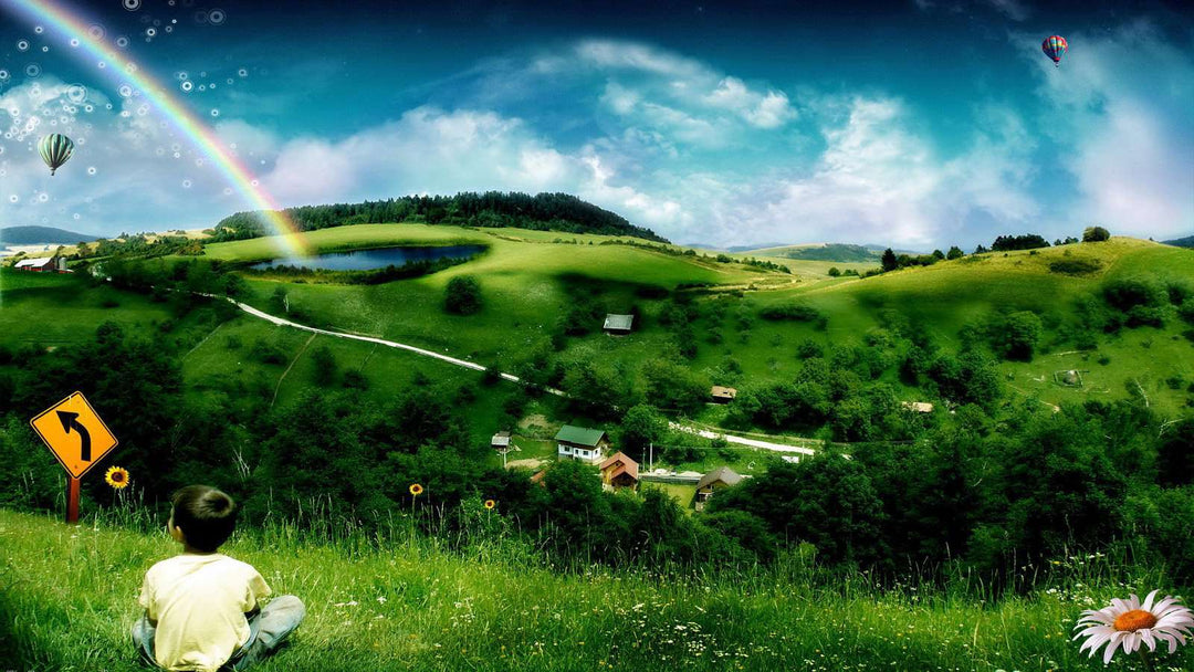 Landschaft mit Regenbogen Diamond Painting