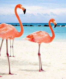 Tropische Flamingos am Strand - Diamond Painting Motiv