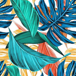 Tropische Blätter 3 - blau-türkises Diamond Painting Blattmotiv