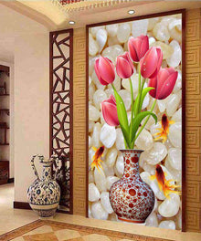 Tulpen in Vase Großformat - Diamond Painting mit rosa Blüten