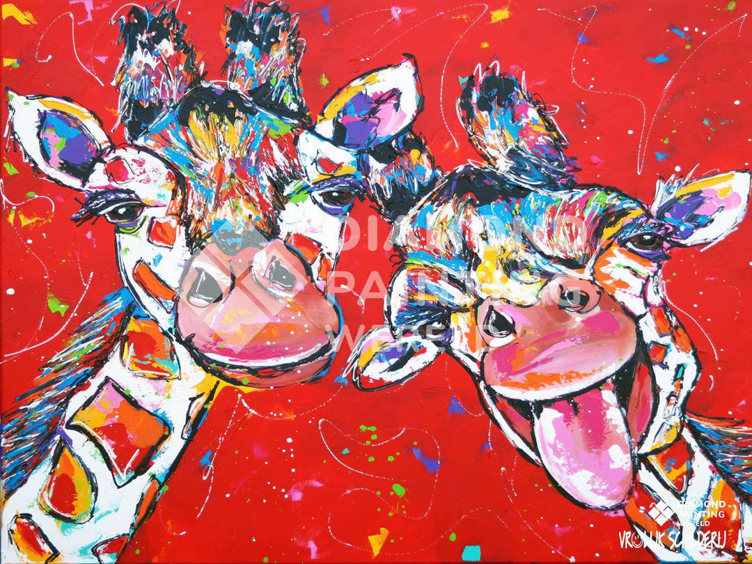 Zwei verrückte Giraffen - Diamond Painting Motiv