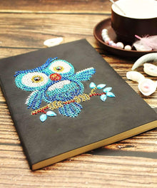 Blaue Eule Diamond Painting Notizbuch Motiv