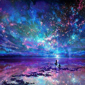 Bunter Sternenhimmel am Meer - Diamond Painting Motiv