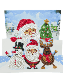 3D-Weihnachtskarte Weihnachtsfamilie - Diamond Painting Karte