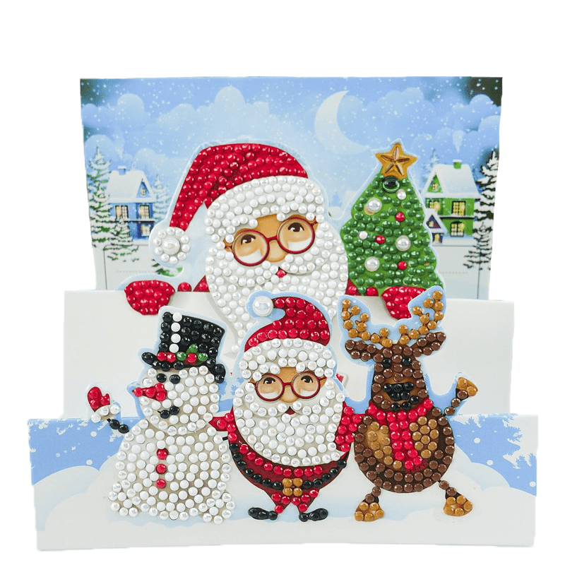 3D-Weihnachtskarte Weihnachtsfamilie - Diamond Painting Karte