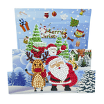 3D-Weihnachtskarte Weihnachtsmann und Rentier - Diamond Painting Karte