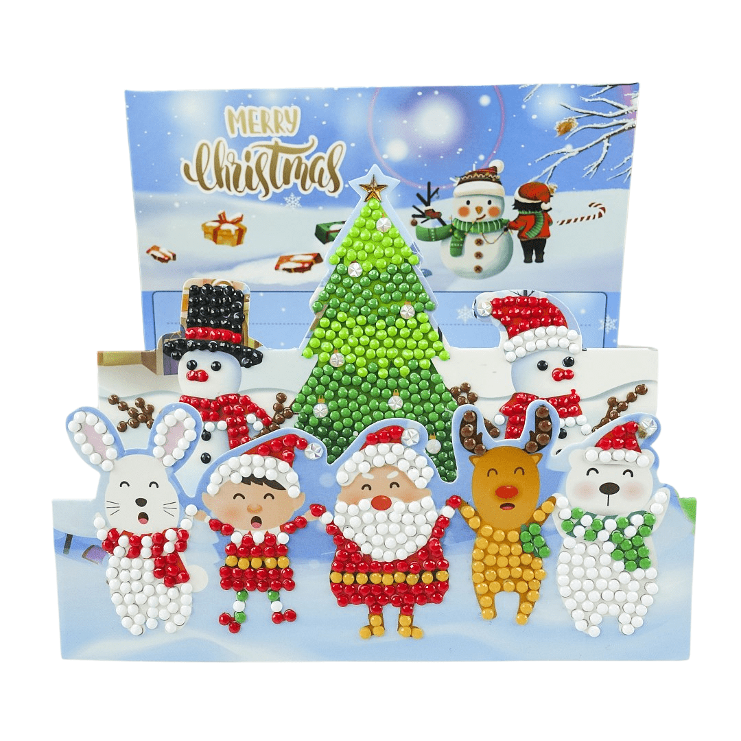 3D-Weihnachtskarte Weihnachtsfeier - Diamond Painting Karte