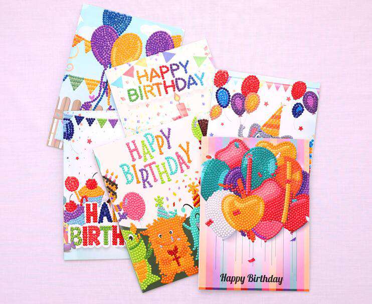 Happy Birthday Karten Set Diamond Painting 6 Stück