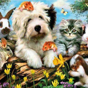 Haustiere im Garten - Diamond Painting Motiv