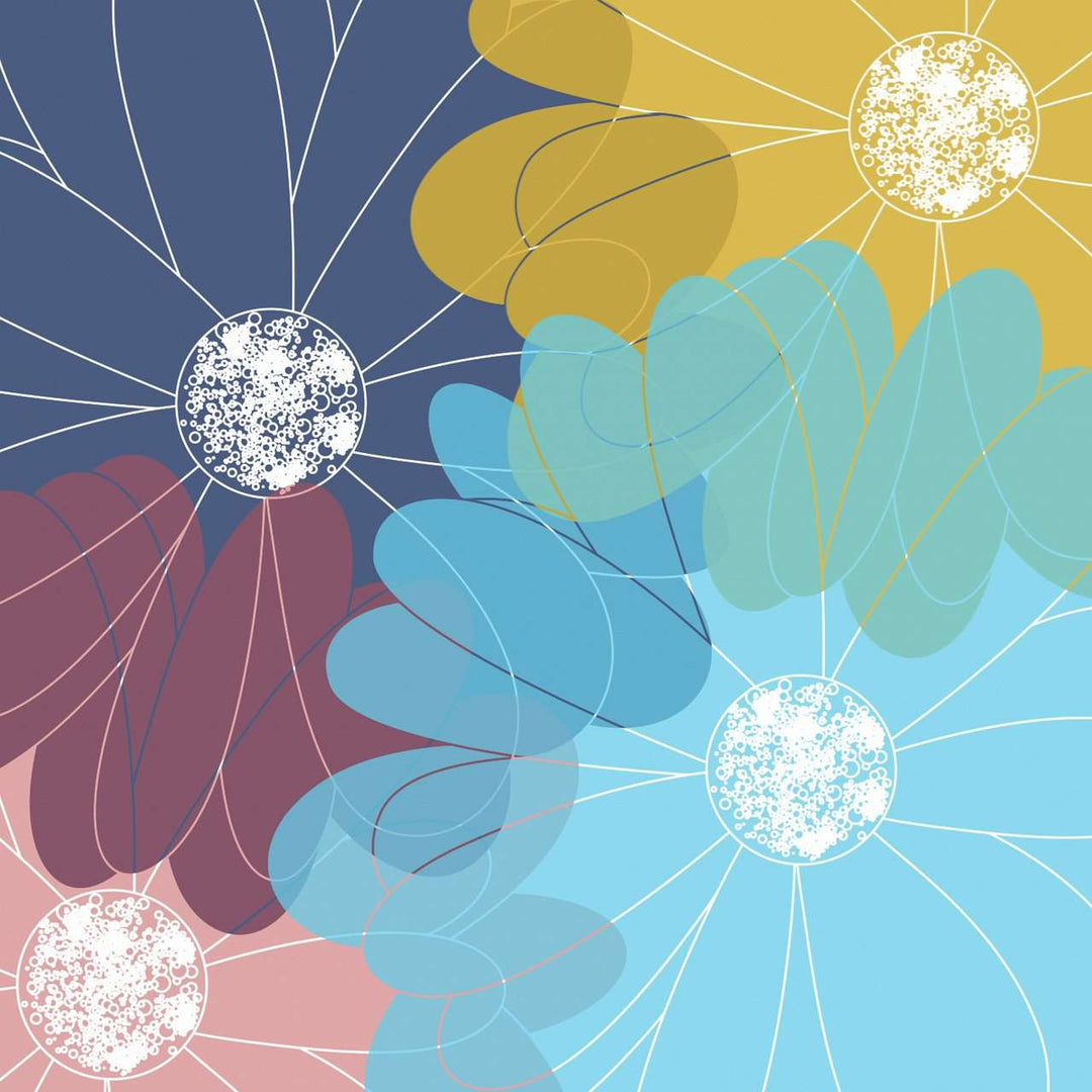 Vier Blumen Kunstmotiv - Diamond Painting Blumenmotiv