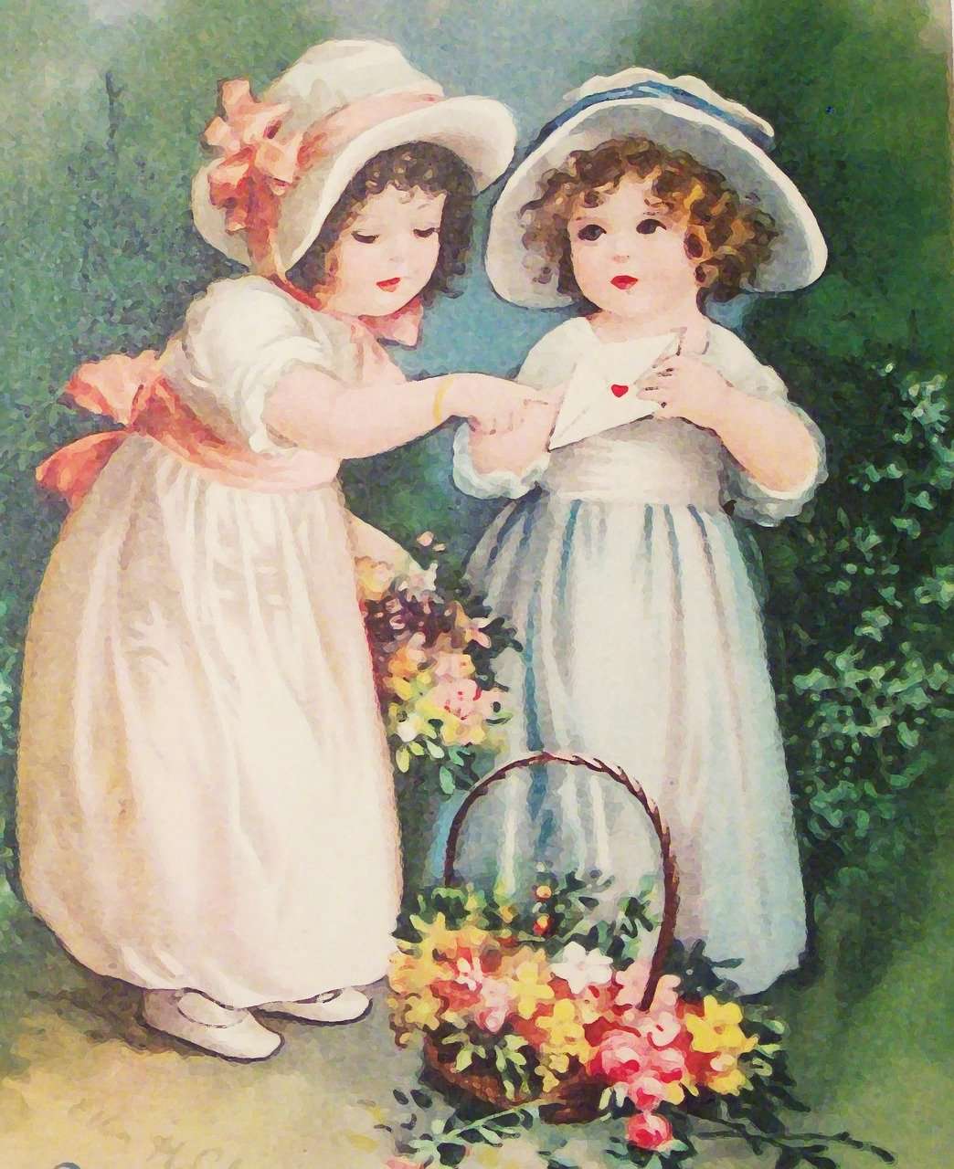 Vintage Blumenmädchen - Diamond Painting Blumenmotiv
