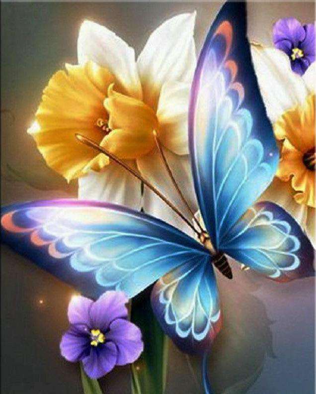 Schmetterling mit Blume Diamond Painting