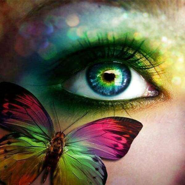 Schmetterling und Auge - Diamond Painting Fantasiemotiv