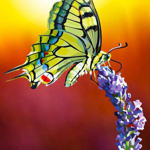 Schmetterling auf Lavendel - Diamond Painting Naturmotiv