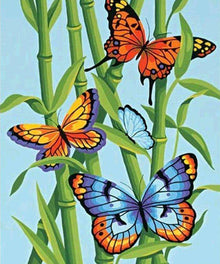 Schmetterlinge in Bambus - Diamond Painting Naturmotiv