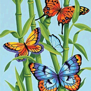 Schmetterlinge in Bambus - Diamond Painting Naturmotiv