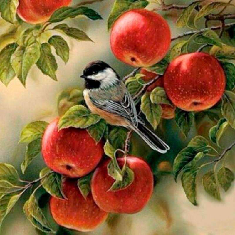 Vogel im Baum - Diamond Painting Vogelmotiv