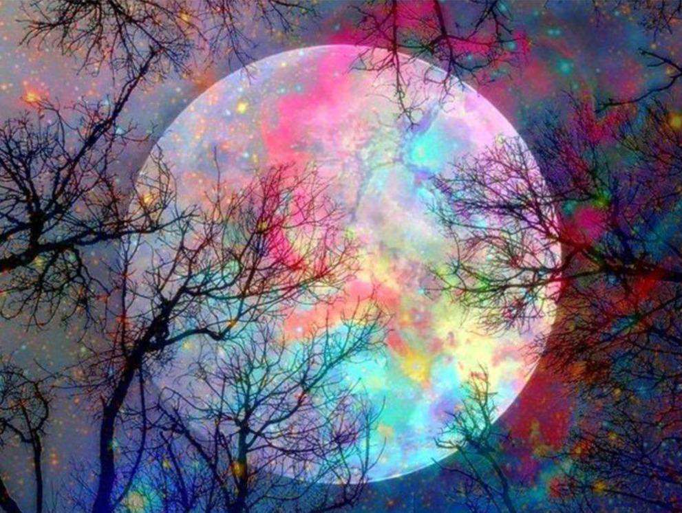 Bunter Vollmond - Diamond Painting Mondmotiv