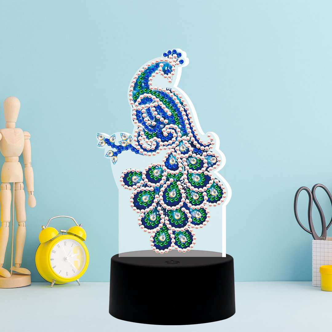 DP Lampe Majestätischer Pfau Diamond Painting Leuchte