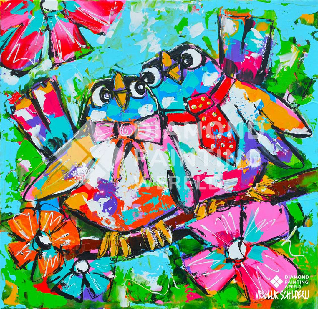 Glückliche Vögel - Diamond Painting Exklusivmotiv