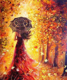 Frau im roten Kleid - Diamond Painting Porträtmotiv