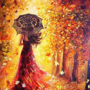 Frau im roten Kleid - Diamond Painting Porträtmotiv