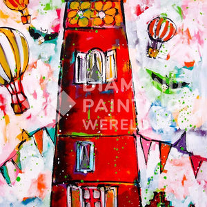 Leuchtturm und Heißluftballons - Diamond Painting Exklusiv-Edition