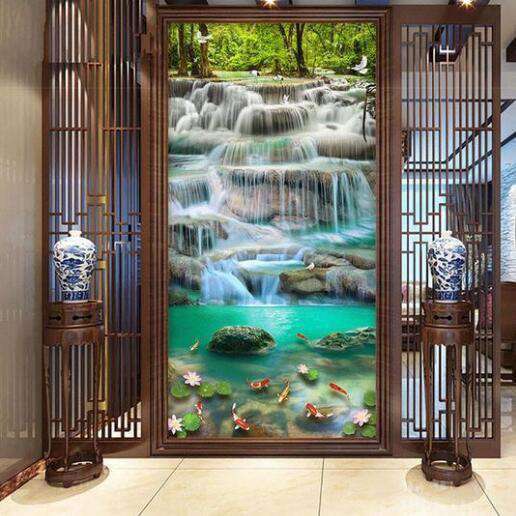 Wasserfall im Großformat - Diamond Painting Panorama-Landschaft