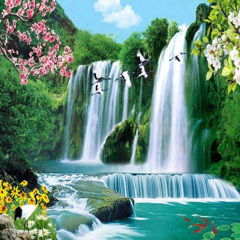 Wasserfalllandschaft - Diamond Painting Landschaftsmotiv