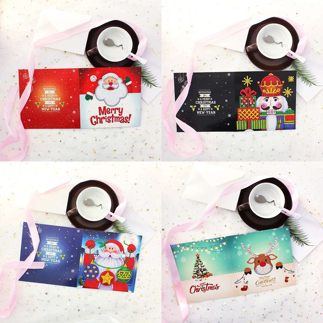 Weihnachtskarten Set 1 Diamond Painting 4 Stück