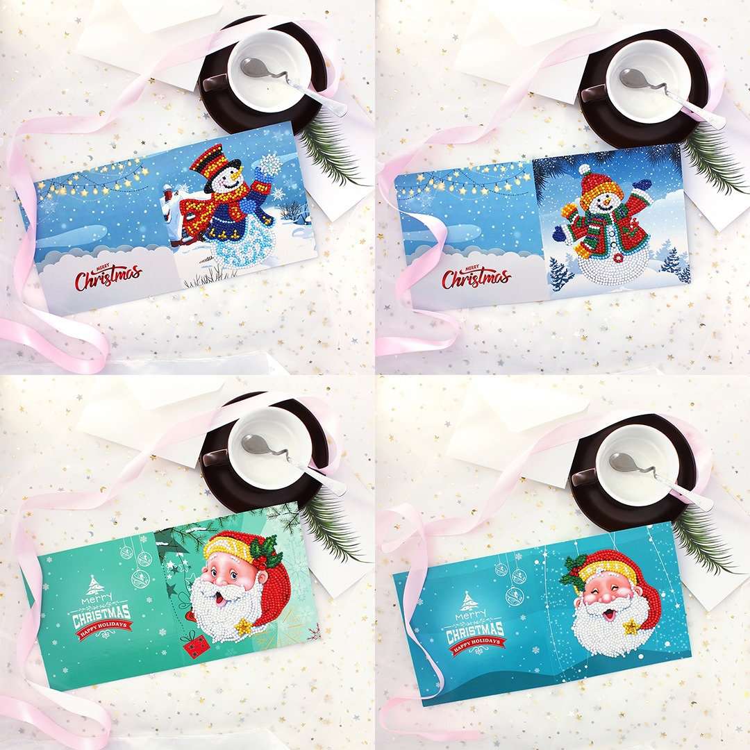 Weihnachtskarten Set 4 Diamond Painting 4 Stück