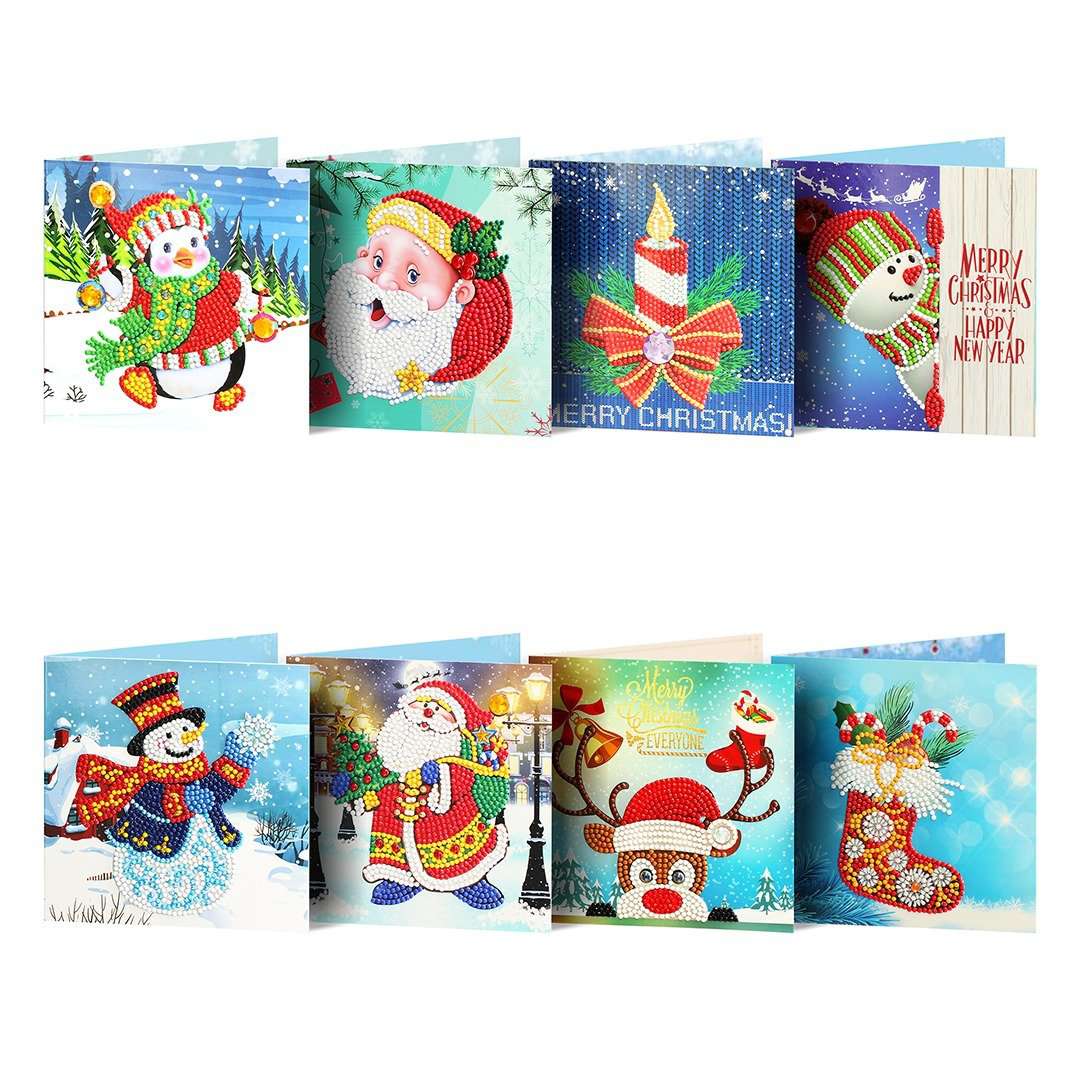 Weihnachtskarten Set 2 Diamond Painting 8 Stück