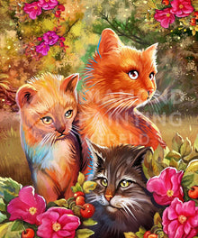 Katzenfamilie Diamond Painting exklusives Katzenmotiv