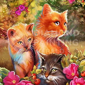 Katzenfamilie Diamond Painting exklusives Katzenmotiv
